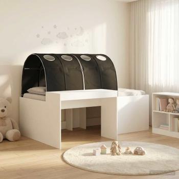ARDEBO.de - Bett mit Tunnel 3 Stk. Weiß und Schwarz Holzwerkstoff