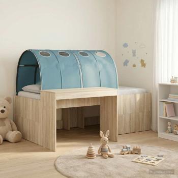 ARDEBO.de - Bett mit Tunnel 3 stk. Sonoma Eiche und Hellblau Holzwerkstoff