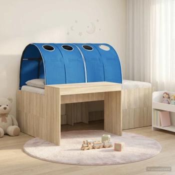 ARDEBO.de - Bett mit Tunnel 3 stk. Sonoma Eiche und Blau Holzwerkstoff