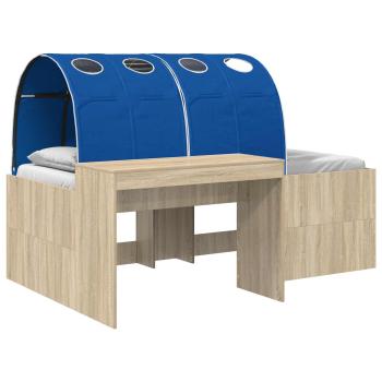 Bett mit Tunnel 3 stk. Sonoma Eiche und Blau Holzwerkstoff