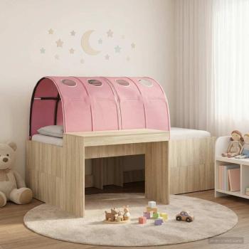 ARDEBO.de - Bett mit Tunnel 3 stk. Sonoma Eiche und Pink Holzwerkstoff
