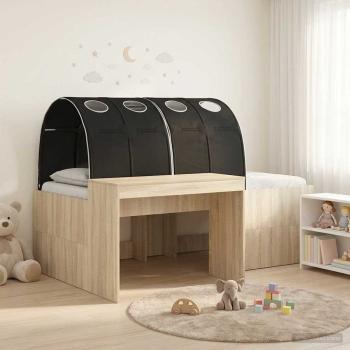 ARDEBO.de - Bett mit Tunnel 3 stk. Sonoma Eiche und Schwarz Holzwerkstoff