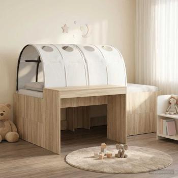 ARDEBO.de - Bett mit Tunnel 3 stk. Sonoma-Eiche und Weiß Holzwerkstoff