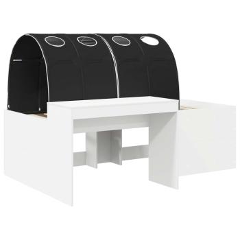 Hochbett mit Schreibtisch für Kinder 3 Stk. Weiß und Schwarz