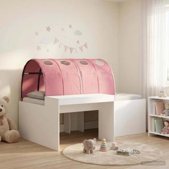 ARDEBO.de - Bett mit Tunnel 3 stk. Weiß und Rosa 118,6 x 193,2 x 75,1 cm