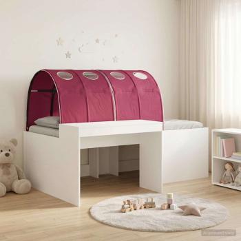 ARDEBO.de - Bett mit Tunnel 3 stk. Artisian Eiche und Rot Holzwerkstoff