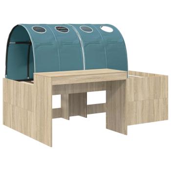 Bett mit Tunnel 3 Stk. Artisian Eiche und Hellblau