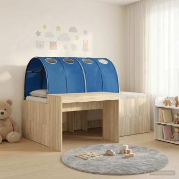 ARDEBO.de - Bett mit Tunnel 3 Stk. Artisian Eiche und Blau Holzwerkstoff