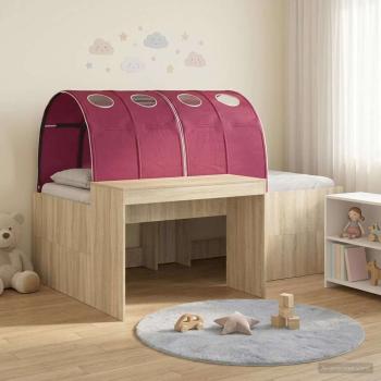 ARDEBO.de - Bett mit Tunnel 3 Stk. Artisian Eiche und Rot Holzwerkstoff