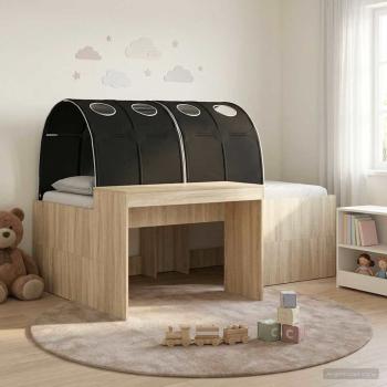 ARDEBO.de - Bett mit Tunnel 3 Stk. Artisian Eiche und Schwarz Holzwerkstoff