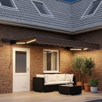 Manueller Markisenrahmen mit LEDs Taupe 4 x 2 m