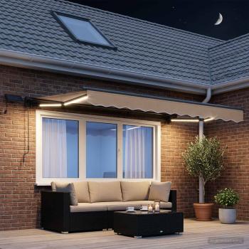 Manueller Markisenrahmen mit LEDs Taupe 4 x 2 m