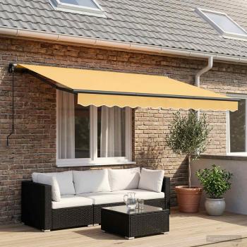 ARDEBO.de - Ausziehbare Markise Sand 300 x 250 cm Polyester und Aluminium