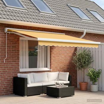 ARDEBO.de - Ausziehbare Markise Sand 300 x 250 cm Leinen und Aluminium