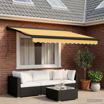 ARDEBO.de - Ausziehbare Markise Sand 300 x 250 cm Leinen und Aluminium