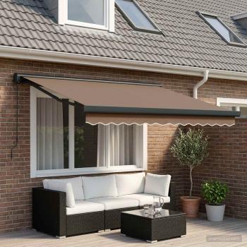 ARDEBO.de - Ausziehbare Markise Taupe 300 x 250 cm Stoff und Metall