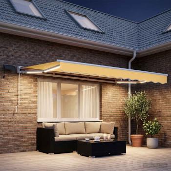 Manueller Markisenrahmen mit LEDs Sand 3 x 2,5 m