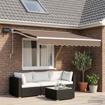 ARDEBO.de - Manueller Markisenrahmen mit LEDs Taupe 3 x 2,5 m