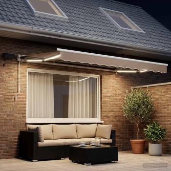 Manueller Markisenrahmen mit LEDs Taupe 3 x 2,5 m