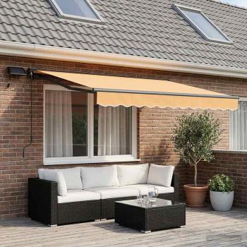 ARDEBO.de - Manueller Markisenrahmen mit LEDs Sand 3 x 2,5 m