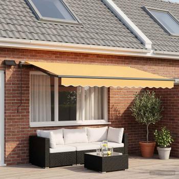 ARDEBO.de - Ausziehbare Markise Sand 350 x 250 cm Stoff und Aluminium