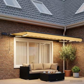Ausziehbare Markise Sand 350 x 250 cm Stoff und Aluminium