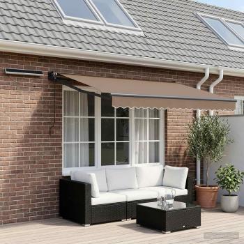 ARDEBO.de - Elektrische ausziehbare Markise Taupe 3,5 x 2,5 m