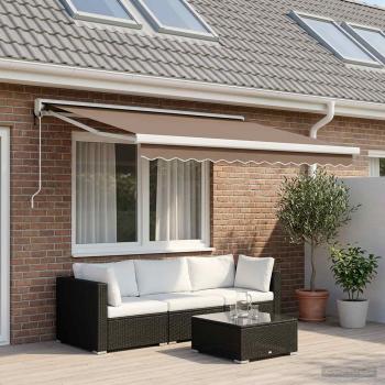 ARDEBO.de - Ausziehbare Markise Taupe 350 x 250 cm Stoff und Metall