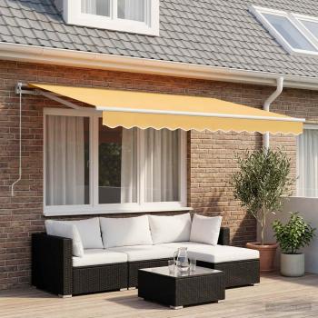 ARDEBO.de - Ausziehbare Markise Sand 4 x 3 m Polyester und Aluminium