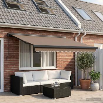 ARDEBO.de - Ausziehbare Markise Taupe 400 x 300 cm Leinen und Aluminium