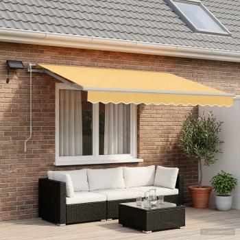 ARDEBO.de - Ausziehbare Markise Sand 400 x 350 cm Stoff und Aluminium