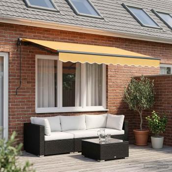 ARDEBO.de - Ausziehbare Markise Sand 400 x 350 cm Stoff und Aluminium