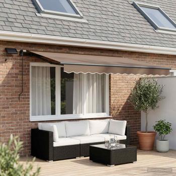 ARDEBO.de - Ausziehbare Markise Taupe 450 x 350 cm Stoff und Aluminium