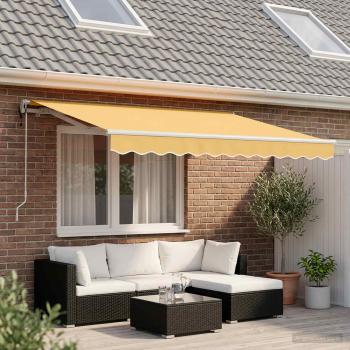 ARDEBO.de - Ausziehbare Markise Sand 500 x 350 cm Stoff und Aluminium