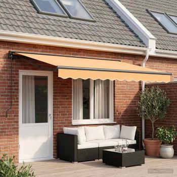 ARDEBO.de - Manuell einziehbare Markise Sand 5 x 3,5 m