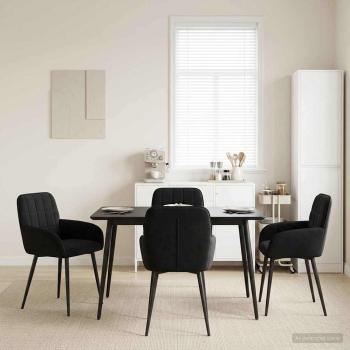 ARDEBO.de - Esszimmerstühle 4 stk. Samt Schwarz 56,5 x 50 x 85 cm