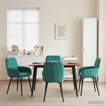 ARDEBO.de - Esszimmerstühle 4 stk. Samt Türkis 56,5 x 50 x 85 cm