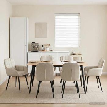 ARDEBO.de - Esszimmerstühle 6 Stk. Samt Creme 57 x 50 x 85 cm