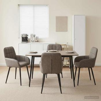 ARDEBO.de - Esszimmerstühle 4 stk. Kunstleder Grau 56,5 x 50 x 85 cm