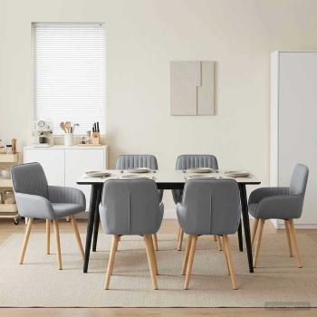ARDEBO.de - Esszimmerstühle 6 stk. Stoff Hellgrau 56,5 x 50 x 87,5 cm
