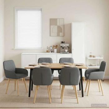 ARDEBO.de - Esszimmerstühle 6 Stk. Stoff Dunkelgrau 56,5 x 50 x 87,5 cm