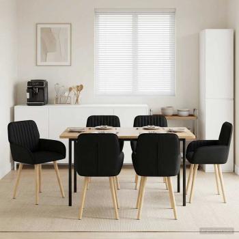 ARDEBO.de - Esszimmerstühle 6 Stk. Stoff Schwarz 56,5 x 50 x 87,5 cm
