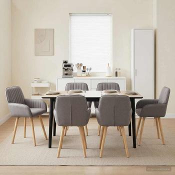 ARDEBO.de - Esszimmerstühle 6 Stk. Stoff Taupe 56,5 x 50 x 87,5 cm