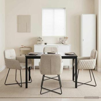 ARDEBO.de - Esszimmerstühle 4 Stk. Samt Creme 59 x 56,5 x 86 cm