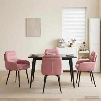 ARDEBO.de - Esszimmerstühle 4 Stk. Samt Rosa 59 x 59,5 x 90 cm