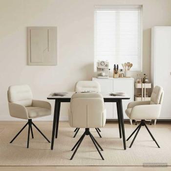 ARDEBO.de - Drehstuhl Esszimmer 4 Stk. Kunstleder Creme 59 x 59,5 x 90 cm