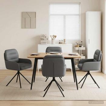 ARDEBO.de - Drehstuhl Esszimmer 4 stk. Kunstleder Grau 59 x 59,5 x 90 cm