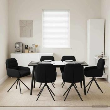 ARDEBO.de - Drehstuhl Esszimmer 6 stk. Kunstleder Schwarz 59 x 59,5 x 90 cm