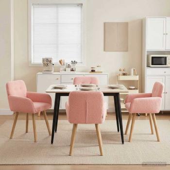ARDEBO.de - Esszimmerstühle 4 Stk. Bouclé Rosa 59 x 57 x 85 cm