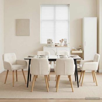 ARDEBO.de - Esszimmerstühle 6 Stk. Bouclé Creme 59 x 57 x 85 cm